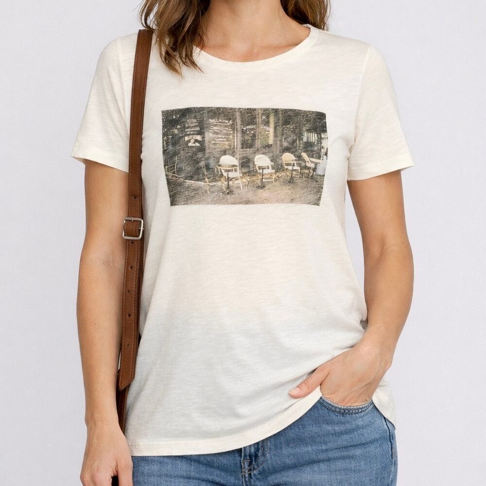 Madewell Parisian Cafe Graphic Cotton Crewneck Tee Size XS
